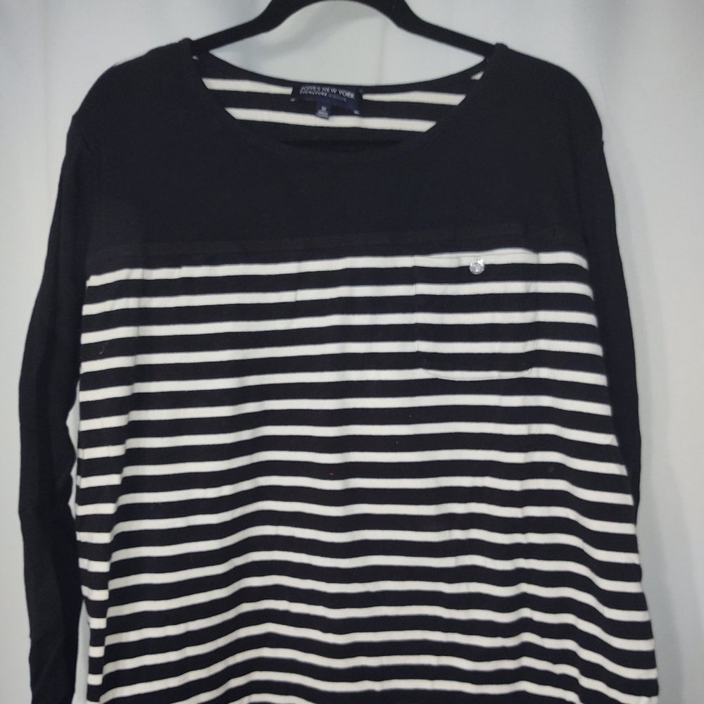 Black/White Striped Long Sleeve Shirt